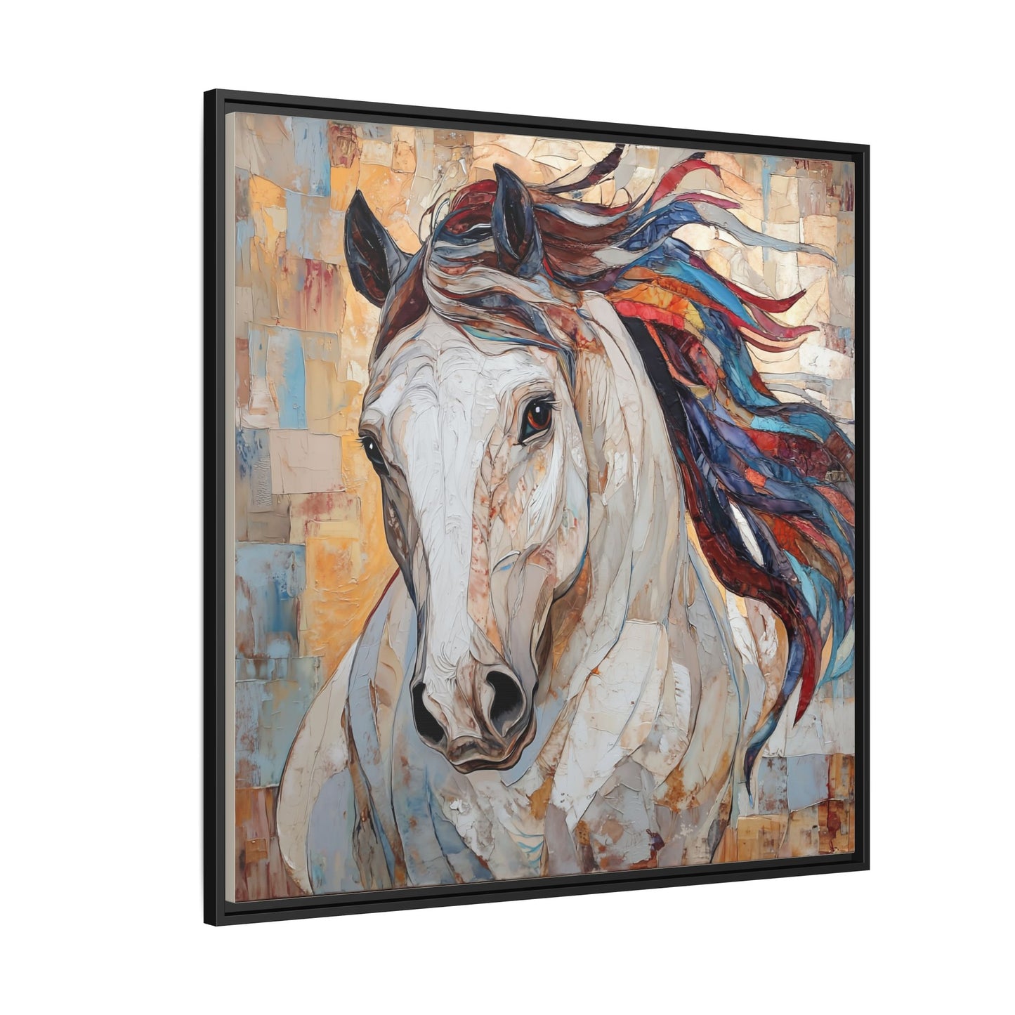 Colorful Mane Horse Matte Canvas Framed | Equine Wall Art