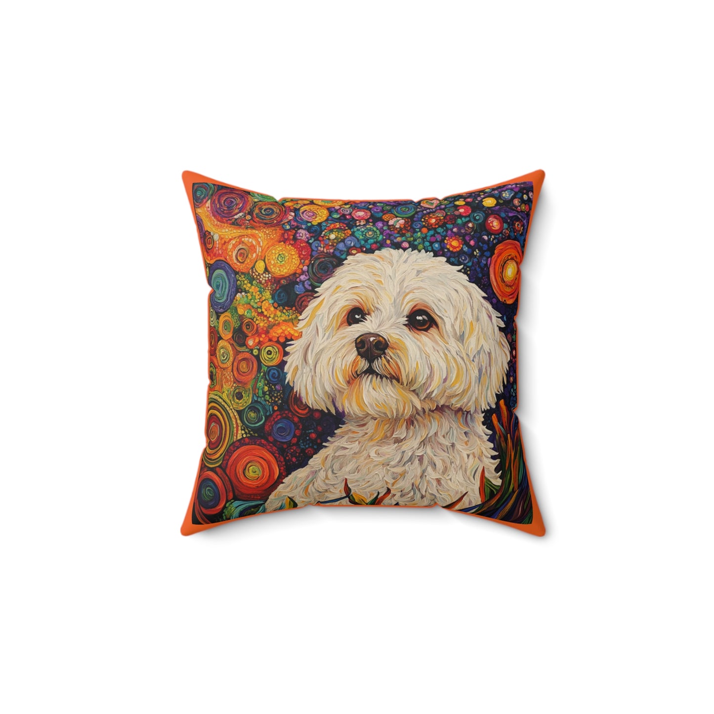 Bichon Frise Art Pillow, Pet Lover Gift, Cafe Decor, Cozy Home Accent, Dog-Themed Cushion