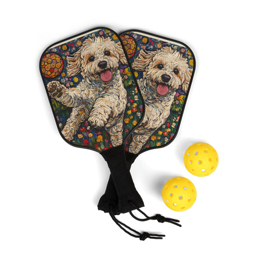 Fun Pickleball Set with Bichon Frise Design, Ideal for Pet Lovers, Family Game Nights, Gifts for Sports Lovers, Unique Home Decor, Outdoo
