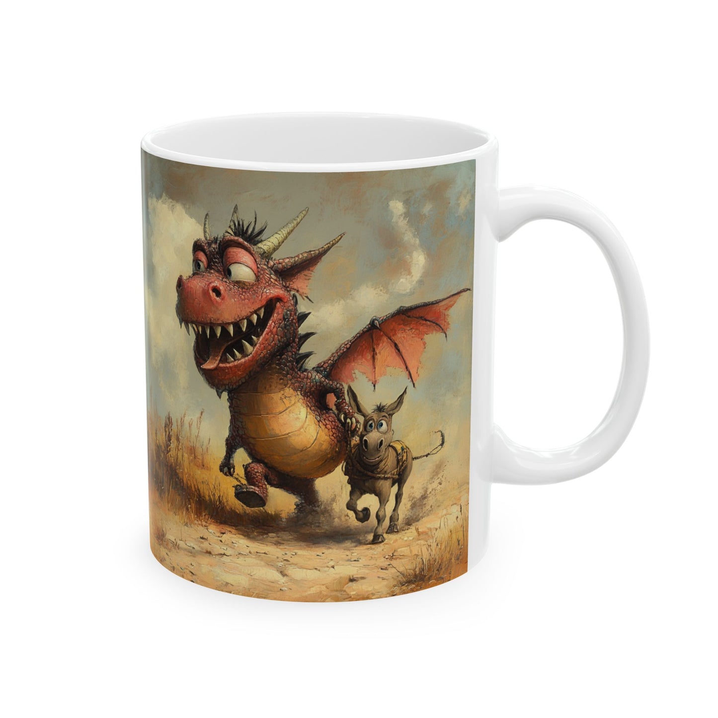 Dragon Ass Ceramic Mug - Whimsical Gift for Dragon Lovers, Unique Coffee Cup, Funny Tea Mug, Cute Dragon Artwork, Imaginary Creatures