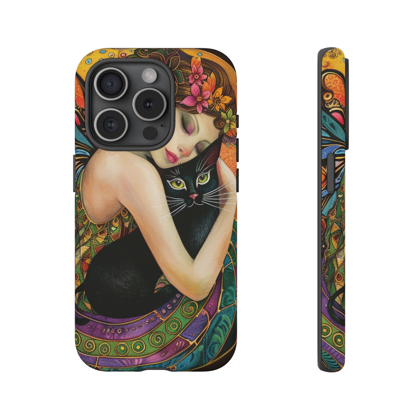 Colorful Art Phone Case with Cat and Fairy Design, Phone Cover Gift for Cat Lovers, Unique Floral Case, Magical Design, Vibrant Phone [...]