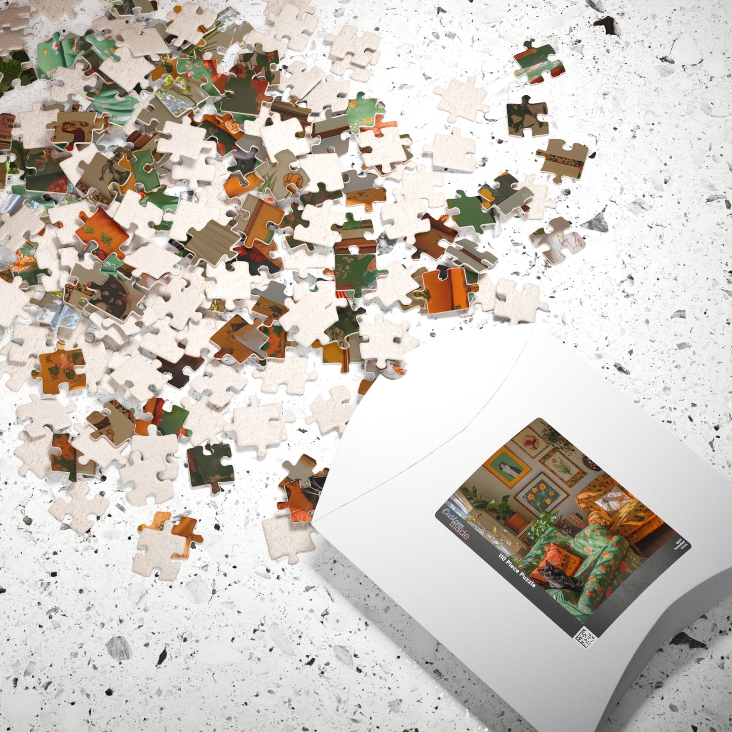 Cozy Living Room Black Cat Print Puzzle