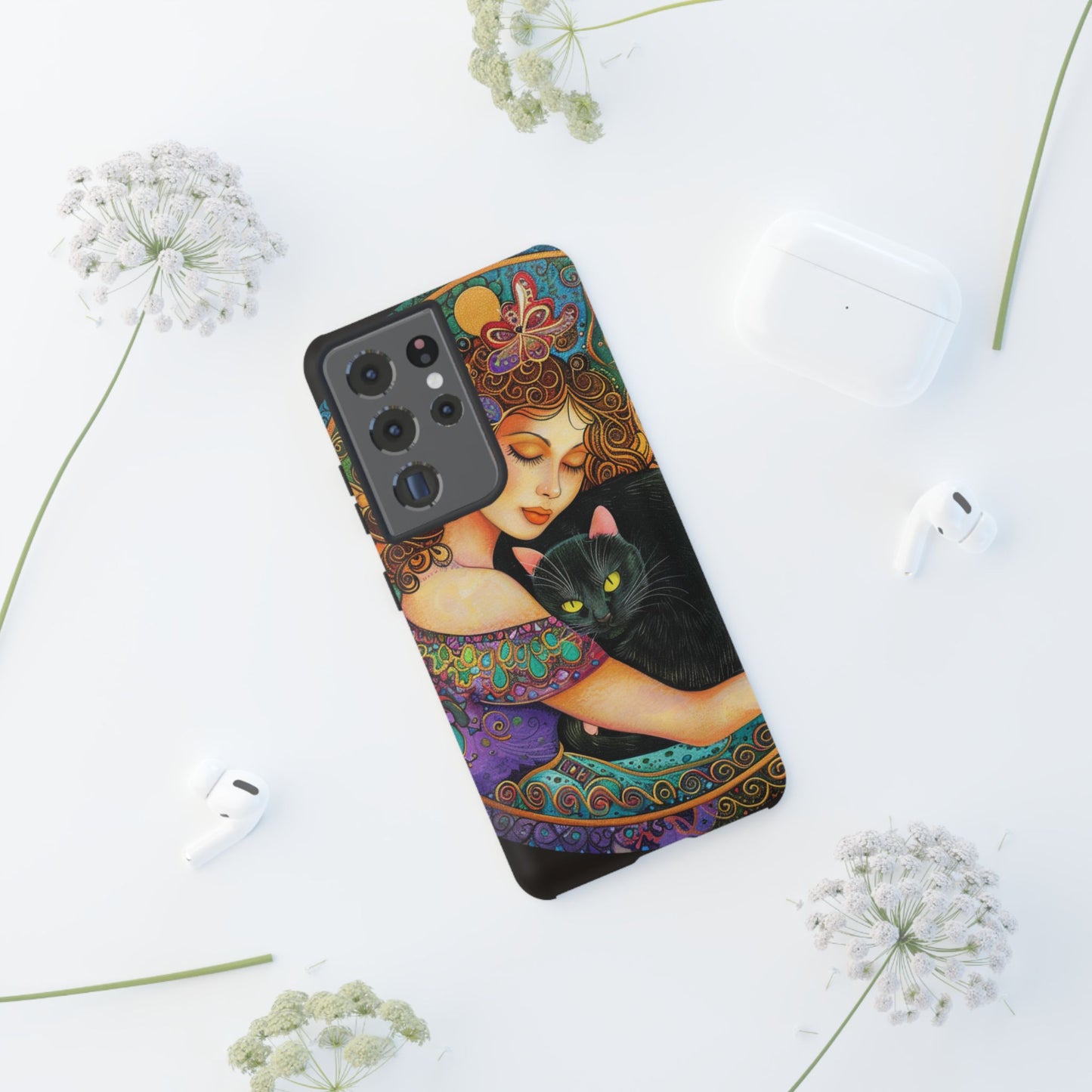 Colorful Cat Art Phone Case, Tough Phone Cover for Cat Lovers, Gift for Pet Owners, Artistic Mobile Case, Cute Cat Design