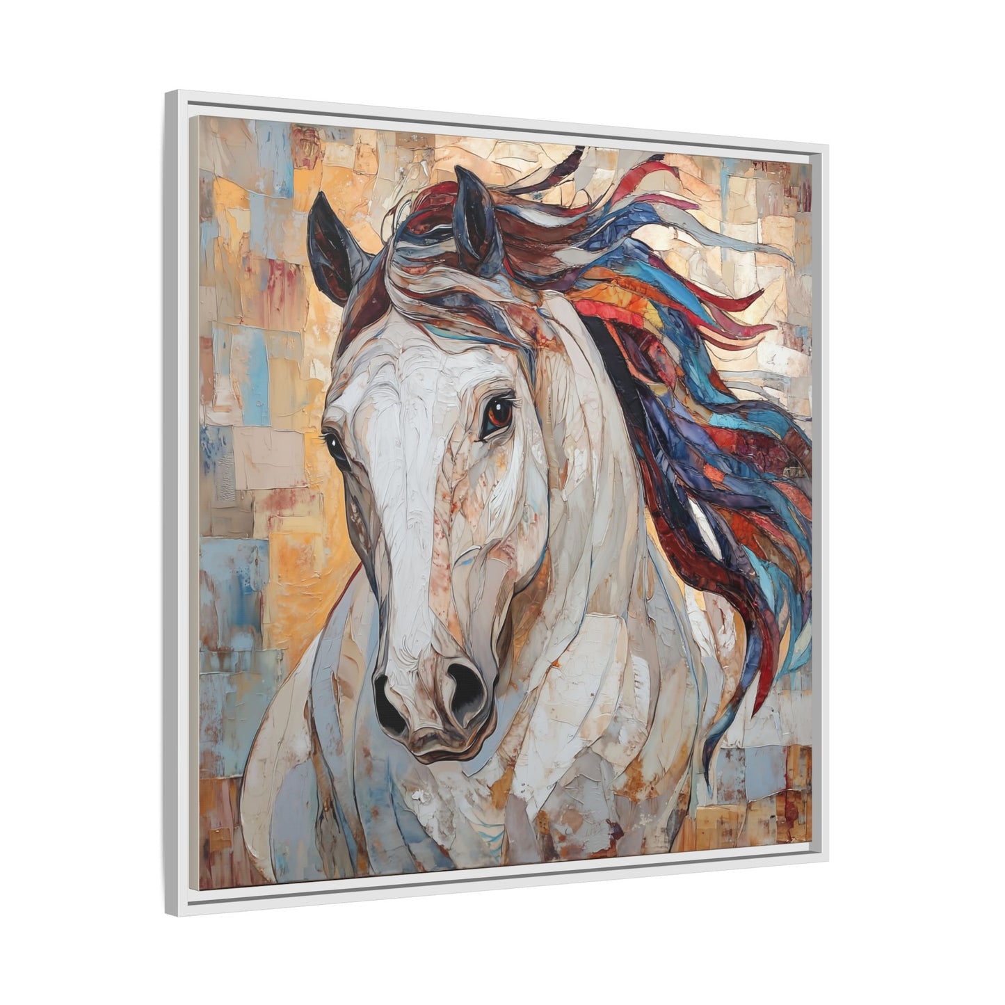 Colorful Mane Horse Matte Canvas Framed | Equine Wall Art