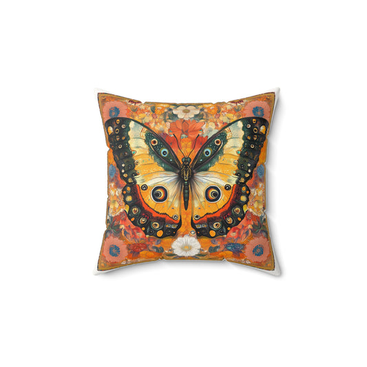 Butterfly Pattern Faux Suede Pillow, Colorful Home Decor, Nature-Inspired Cushion, Gift for Pet Lovers, Unique Accent Pillow