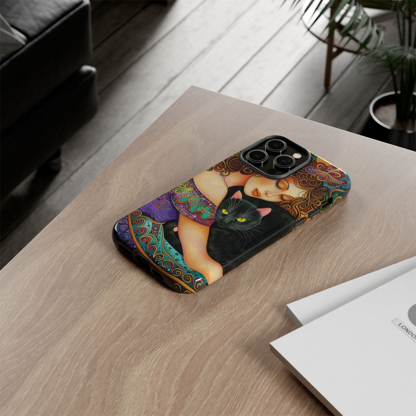 Colorful Cat Art Phone Case, Tough Phone Cover for Cat Lovers, Gift for Pet Owners, Artistic Mobile Case, Cute Cat Design