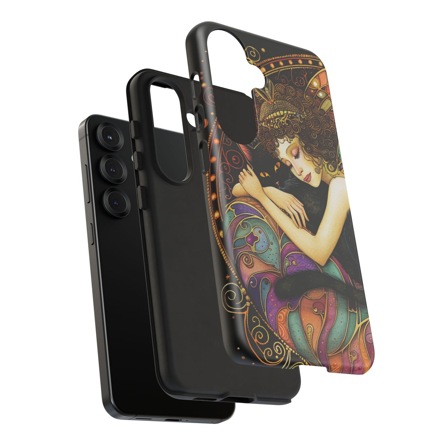 Artistic Phone Case for Cat Lovers, Tough Cases with Enchanting Design, Unique Gift for Birthdays, Holidays, and Celebrations