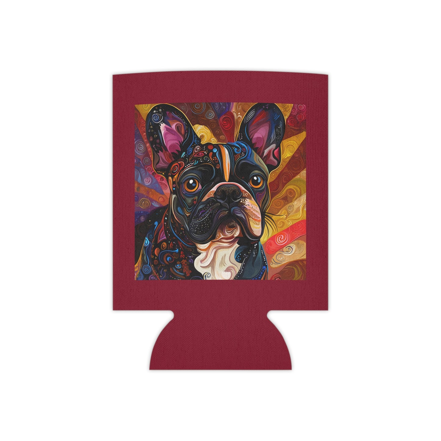 Colorful French Bulldog Can Cooler | Dog Art Beverage Koozie