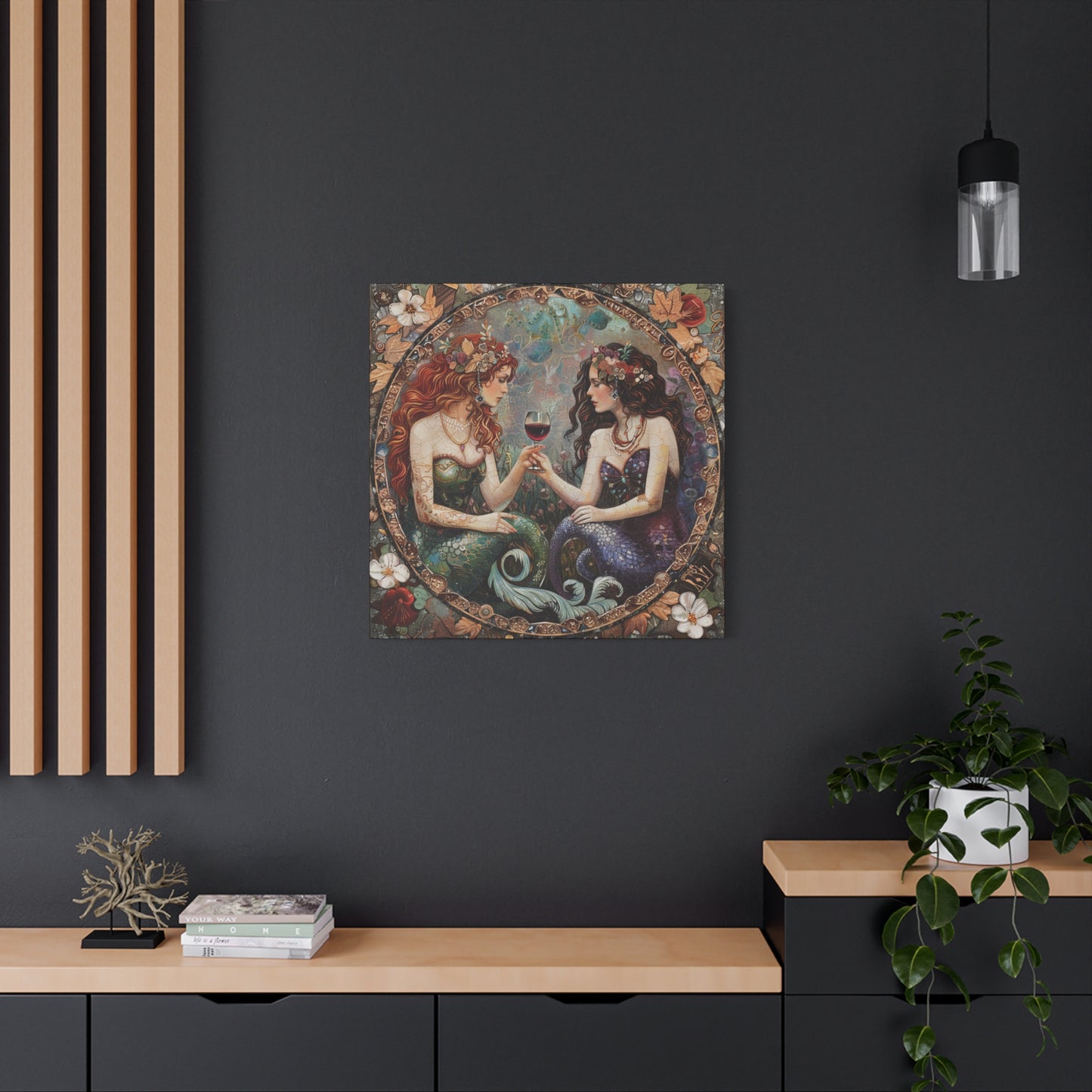 Mermaid in Paris Canvas Print, Mermaid Lovers, Mermaid Gift, Girlfriend Gift, Mermaid Canvas, Choose Your Size Canvas Options