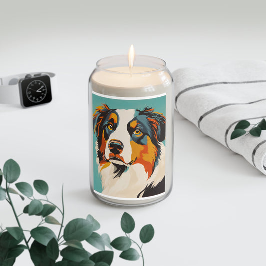 Mid Century Modern Aussie  Soy Candles for Dog Lovers | Colorful Australian Shepherd Design | Perfect Gift for Pet Owners, Home Decor