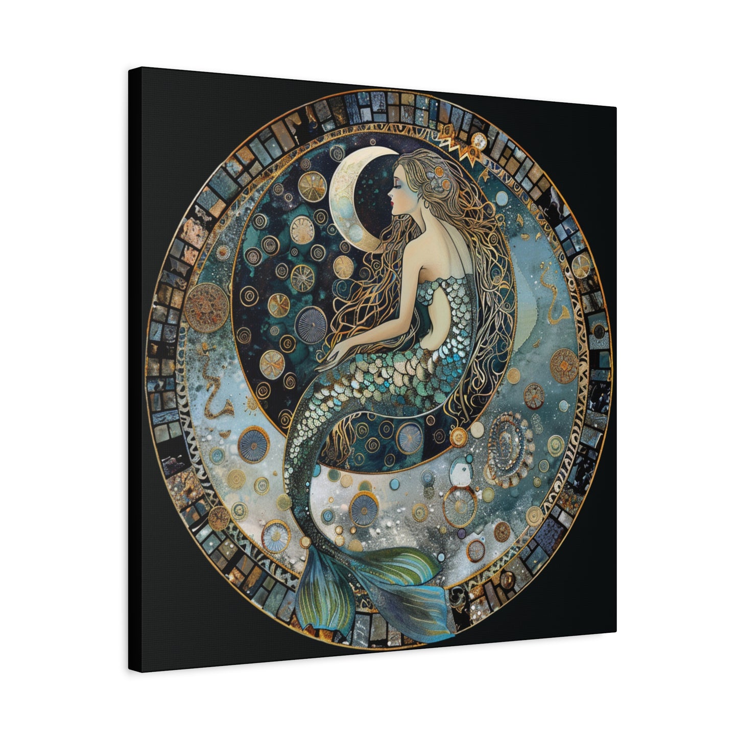 Mermaid Moon Canvas Art Print, Ocean Decor, Fantasy Artwork, Nautical Home Wall Art, Ethereal Gift for Sea Lovers