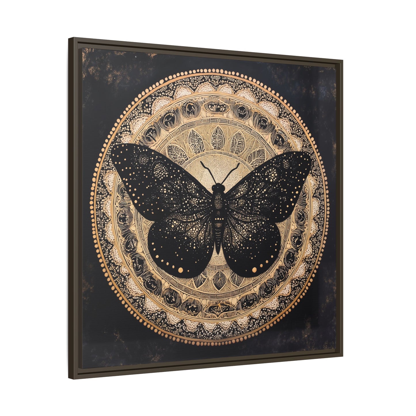 Black Moth Mandala Matte Canvas Framed | Wall Art