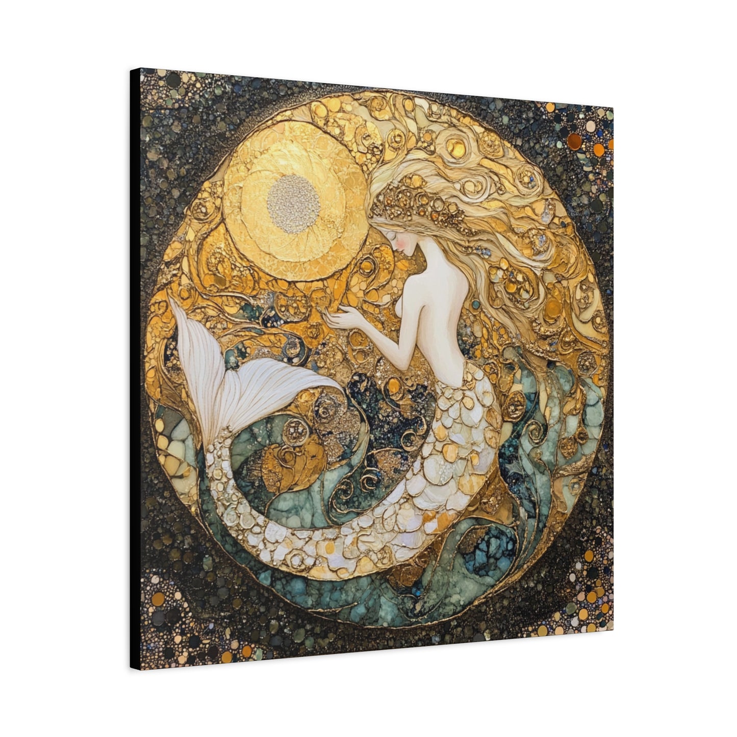 Elegant Mermaid Wall Art - Stretched Matte Canvas, Nautical Decor, Ocean Lover Gift, Home Decoration, Unique Mermaid Artwork