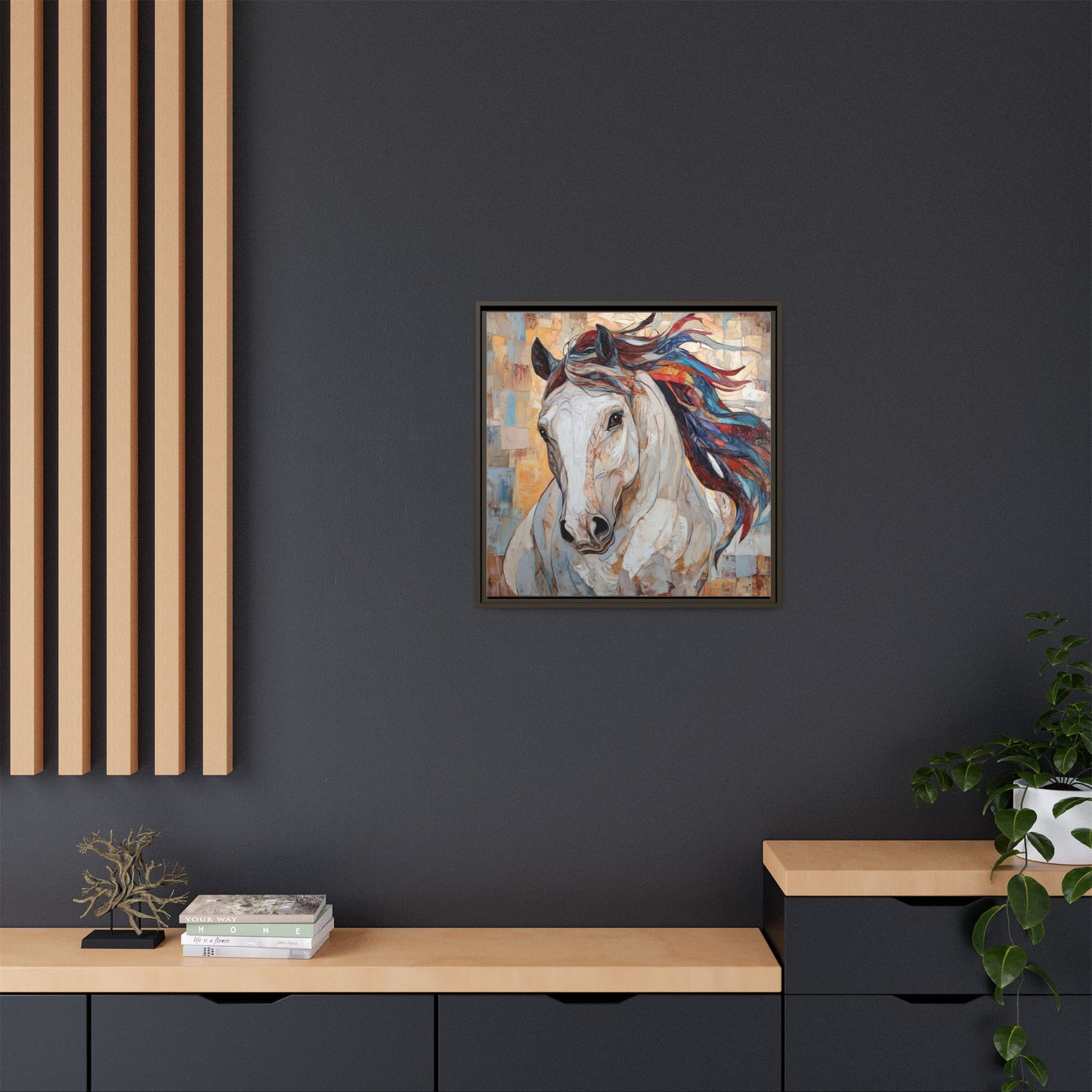 Colorful Mane Horse Matte Canvas Framed | Equine Wall Art