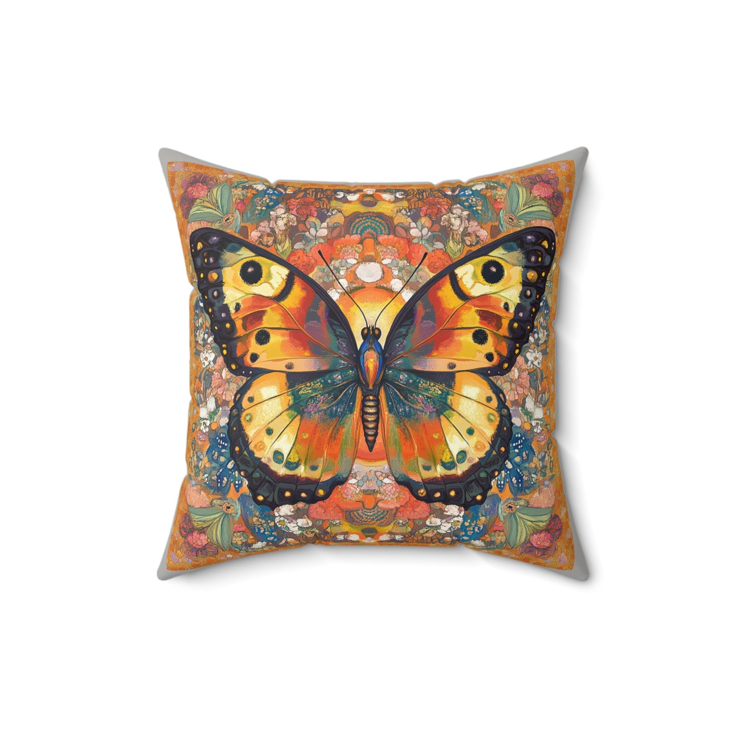 Vibrant Butterfly Faux Suede Square Pillow, Decorative Cushion, Boho Decor, Home Accent, Gift Idea for Nature Lovers