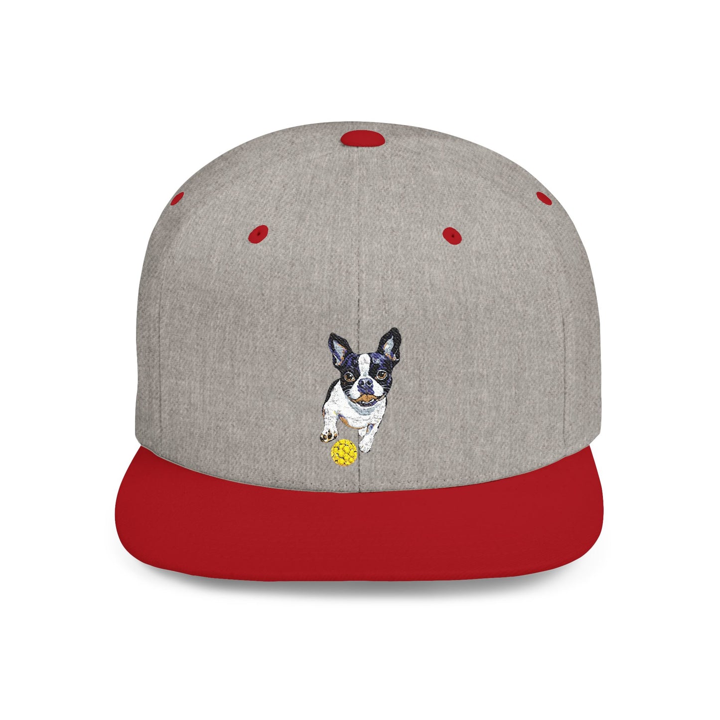 Picklball Boston Terrier Flat Bill Snapback Cap