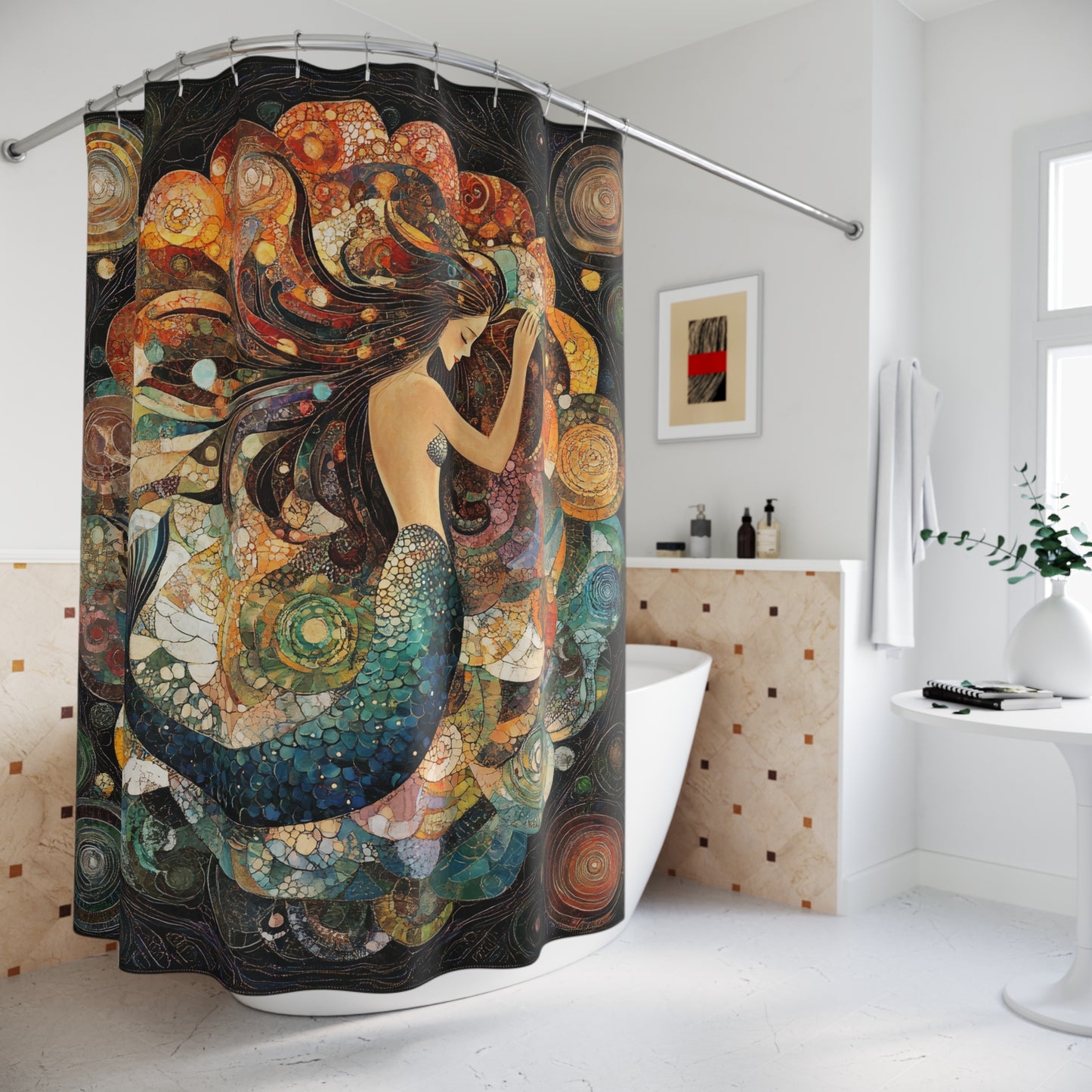 Enchanting Mermaid Shower Curtain - Boho Bathroom Decor, Ocean Theme Shower Accessories, Sea-Inspired Gift, Fantasy Home Decor