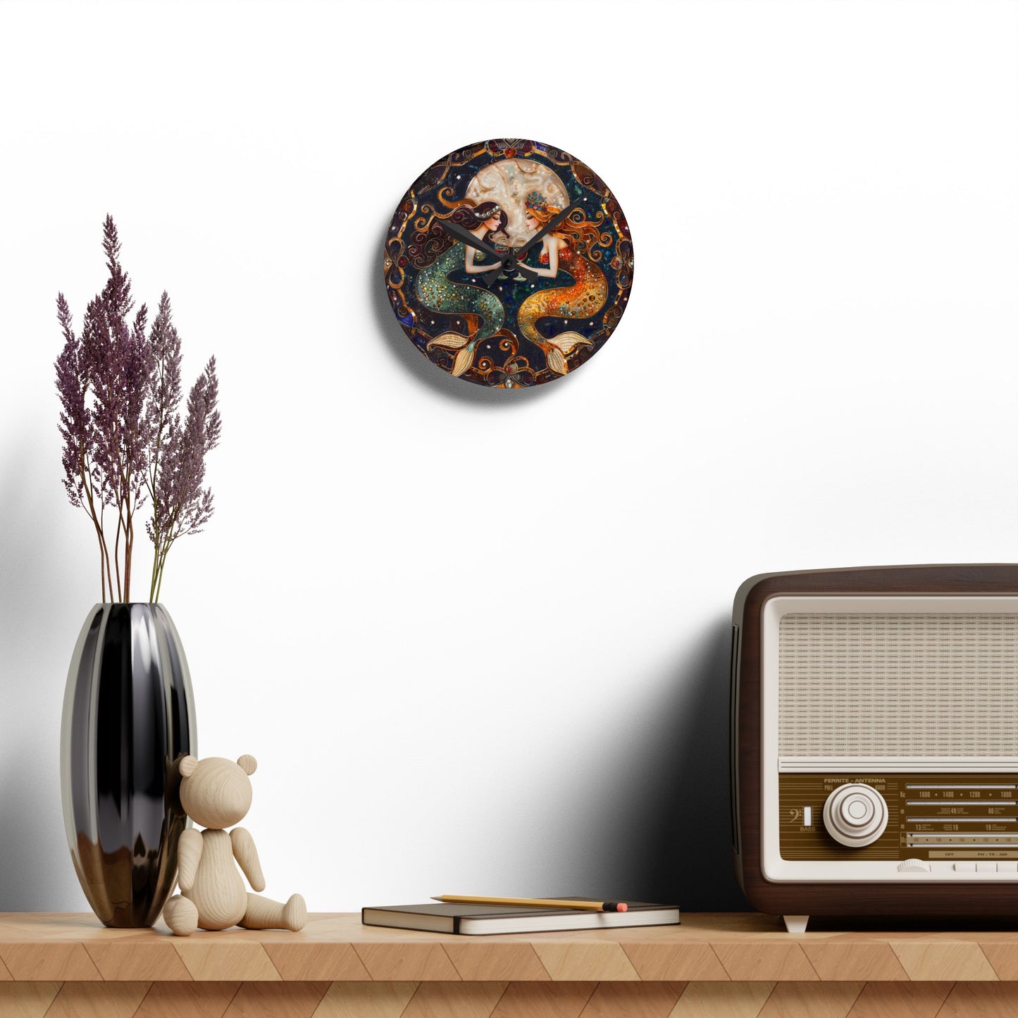 Wine Time Mermaid Wall Clock
