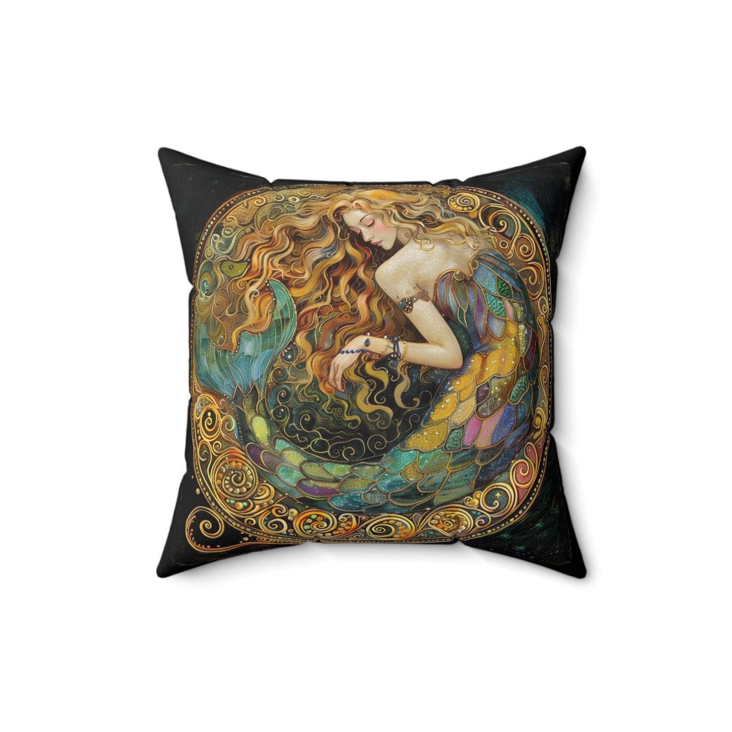 Mermaid Artistic Faux Suede Pillow | Decorative Throw Cushion for Boho Decor, Home Accent, Gifts, Living Room