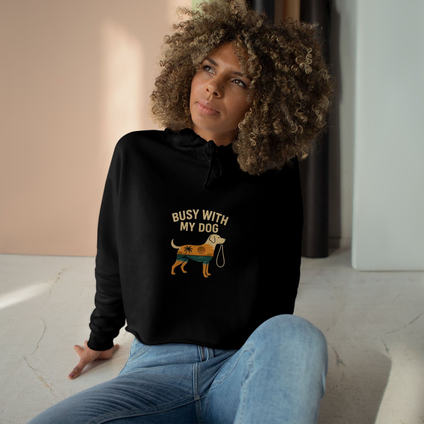 Busy With My Dog Cropped Hoodie — Cute Dog Lover Crop Sweatshirt