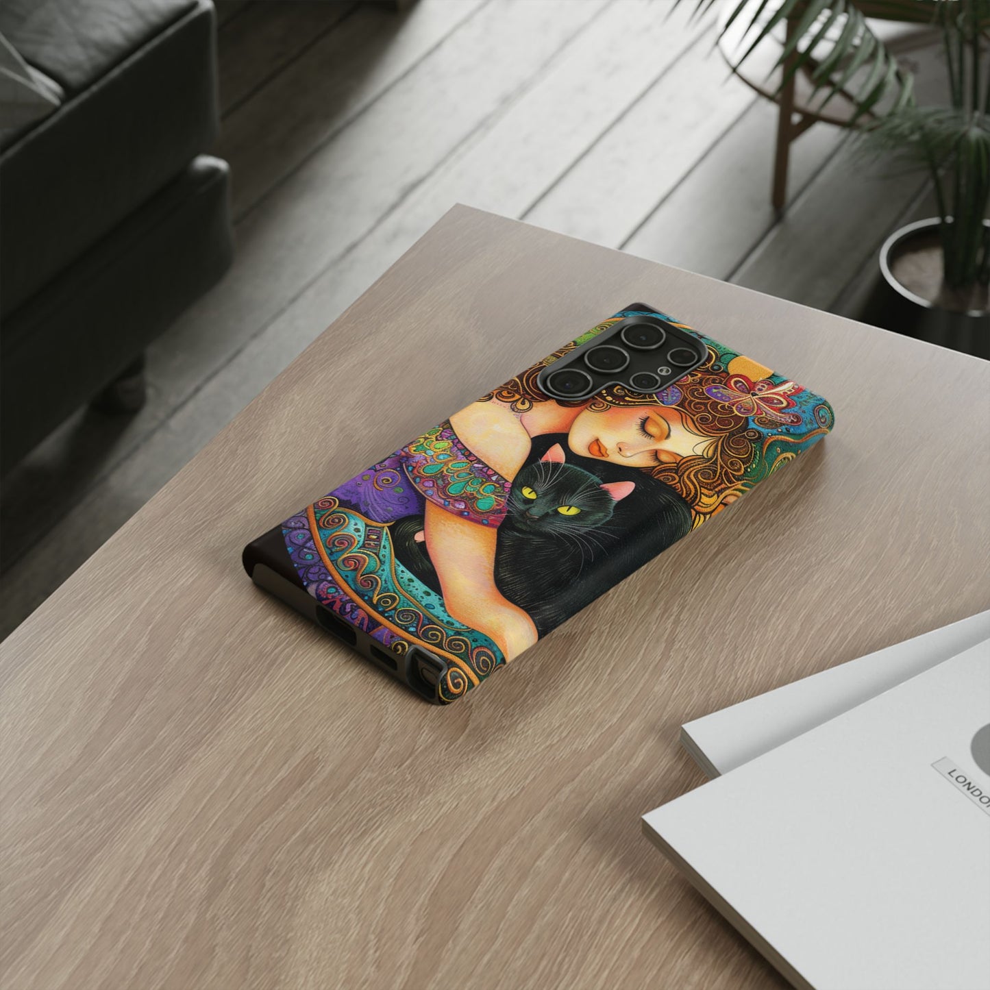 Colorful Cat Art Phone Case, Tough Phone Cover for Cat Lovers, Gift for Pet Owners, Artistic Mobile Case, Cute Cat Design