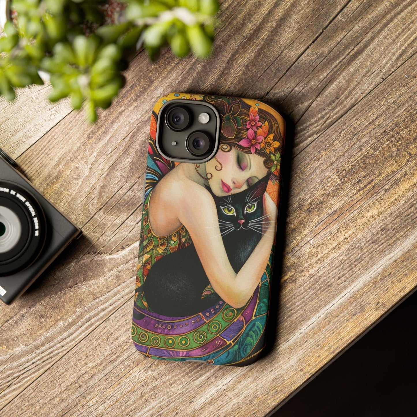 Colorful Art Phone Case with Cat and Fairy Design, Phone Cover Gift for Cat Lovers, Unique Floral Case, Magical Design, Vibrant Phone [...]