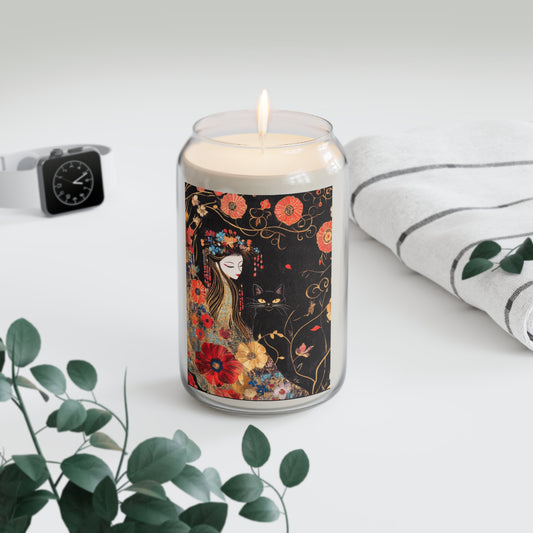 Geisha Cat Scented Soy Candles, Floral Home Decor, Eco-Friendly Gifts, Mindfulness, Relaxation, Meditation, Home Fragrance