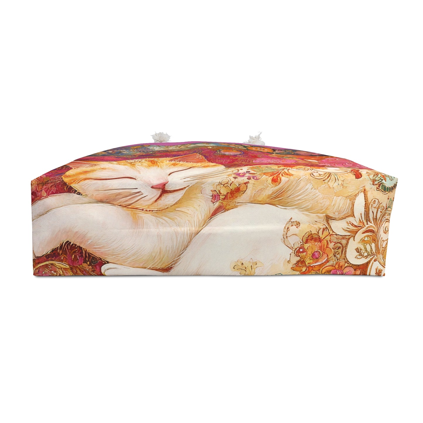 Sleeping Ginger Cat Weekender bag  Floral Boho Pet Travel Tote