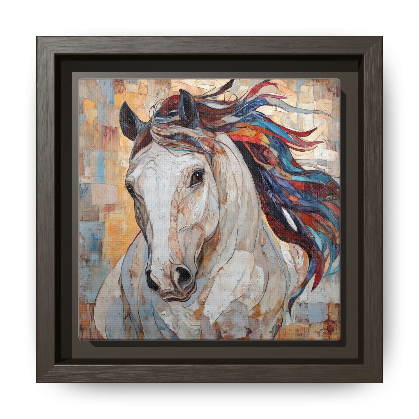 Colorful Mane Horse Matte Canvas Framed | Equine Wall Art