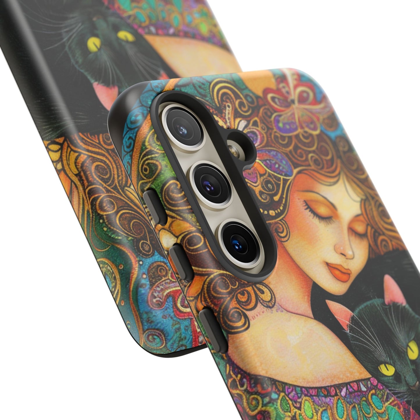 Colorful Cat Art Phone Case, Tough Phone Cover for Cat Lovers, Gift for Pet Owners, Artistic Mobile Case, Cute Cat Design