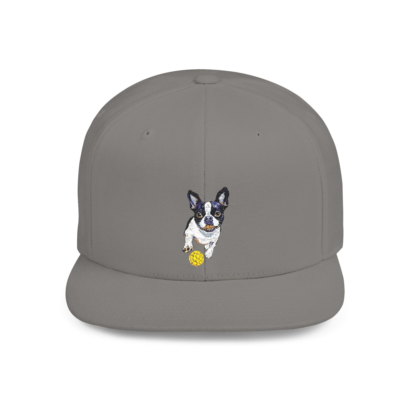 Picklball Boston Terrier Flat Bill Snapback Cap