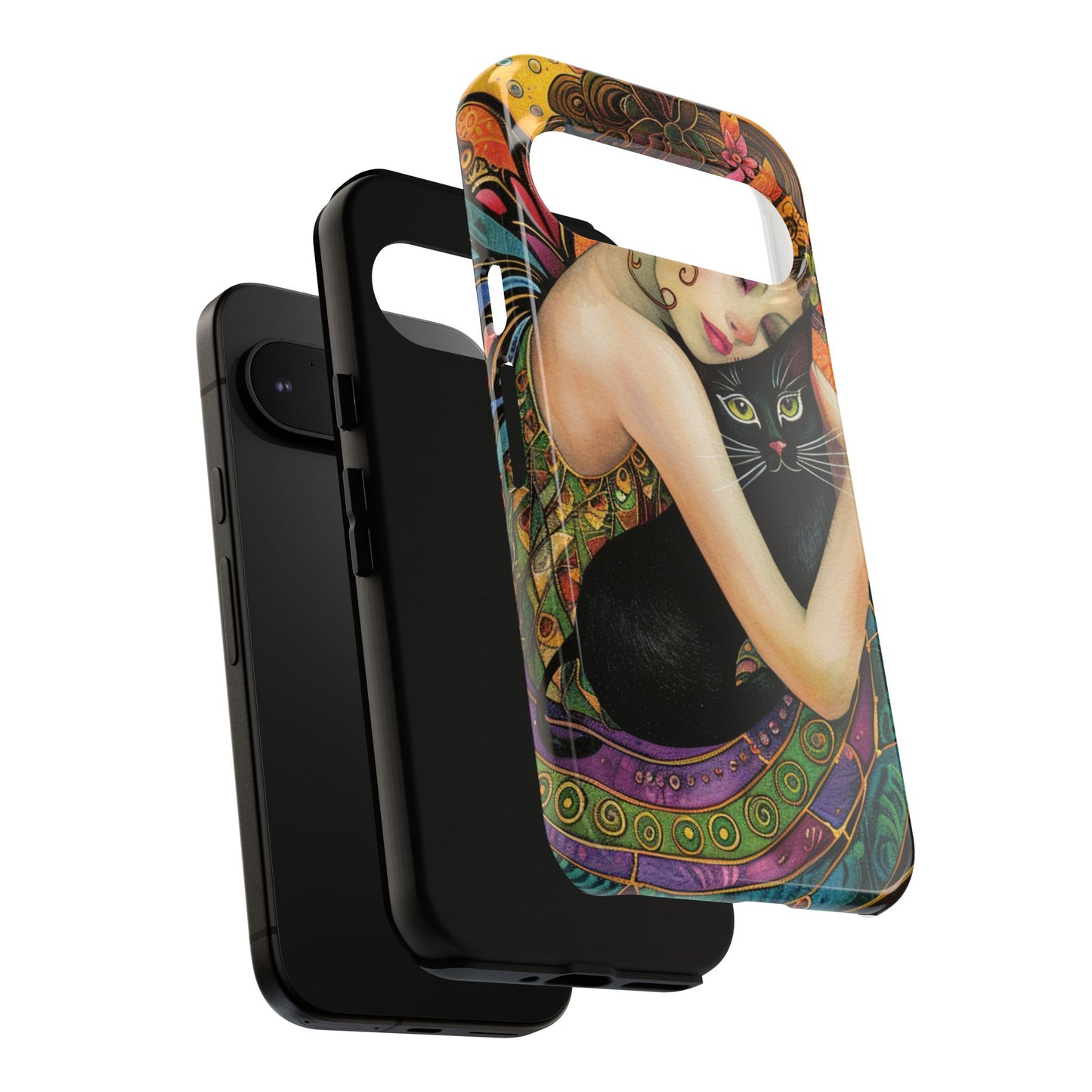 Colorful Art Phone Case with Cat and Fairy Design, Phone Cover Gift for Cat Lovers, Unique Floral Case, Magical Design, Vibrant Phone [...]