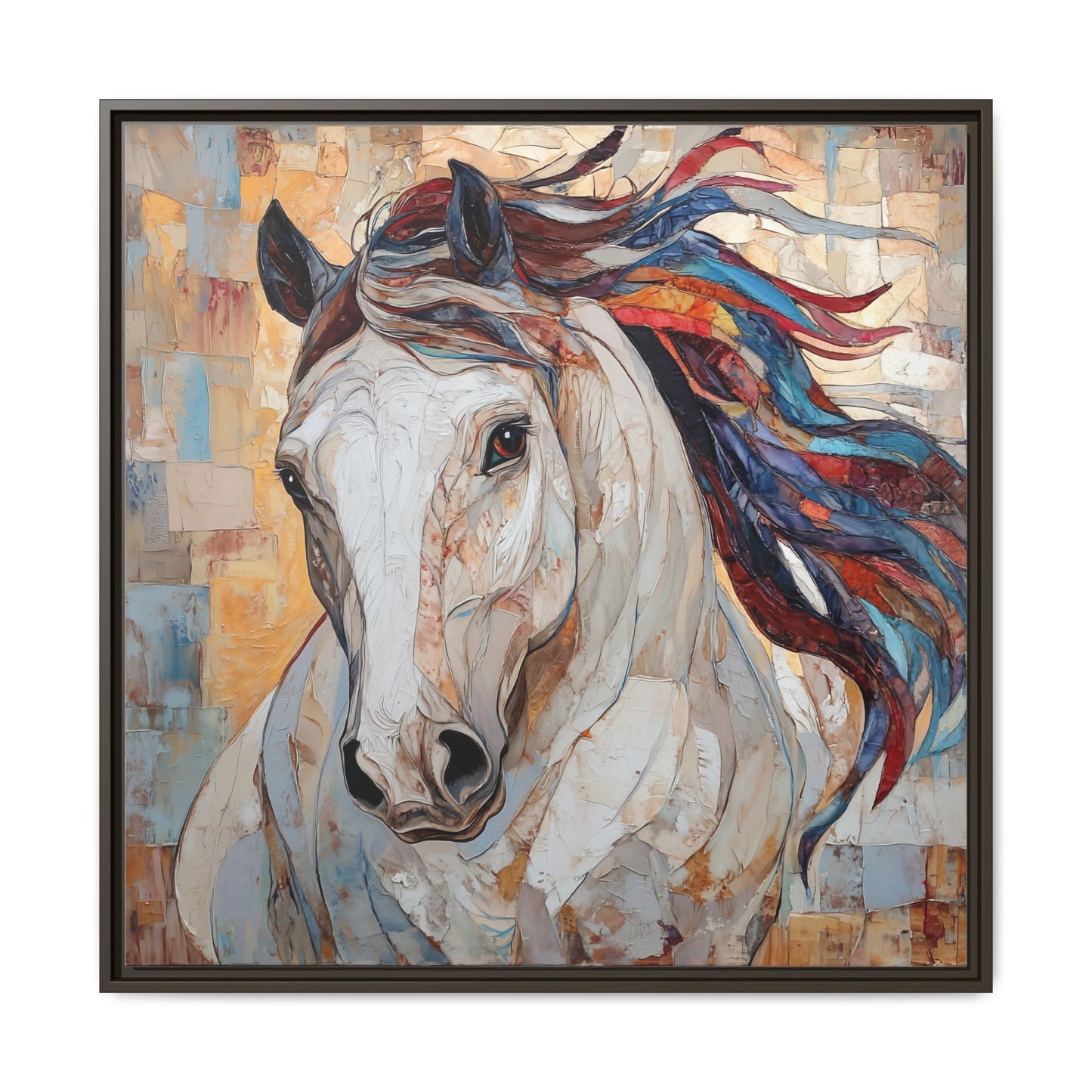 Colorful Mane Horse Matte Canvas Framed | Equine Wall Art