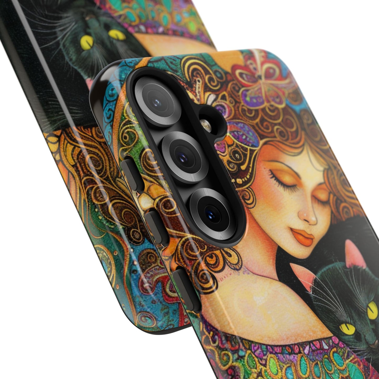 Colorful Cat Art Phone Case, Tough Phone Cover for Cat Lovers, Gift for Pet Owners, Artistic Mobile Case, Cute Cat Design