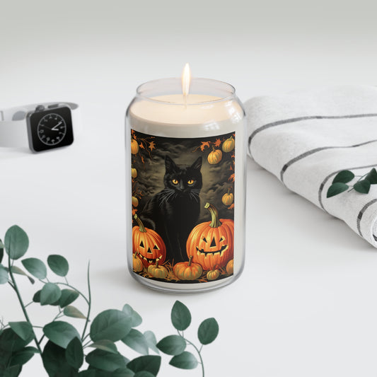 Halloween Cat Candle, Soy Wax, Fall Home Decor, Cozy Autumn Vibes, Perfect for Witchy Folks, Gift for Cat Lovers