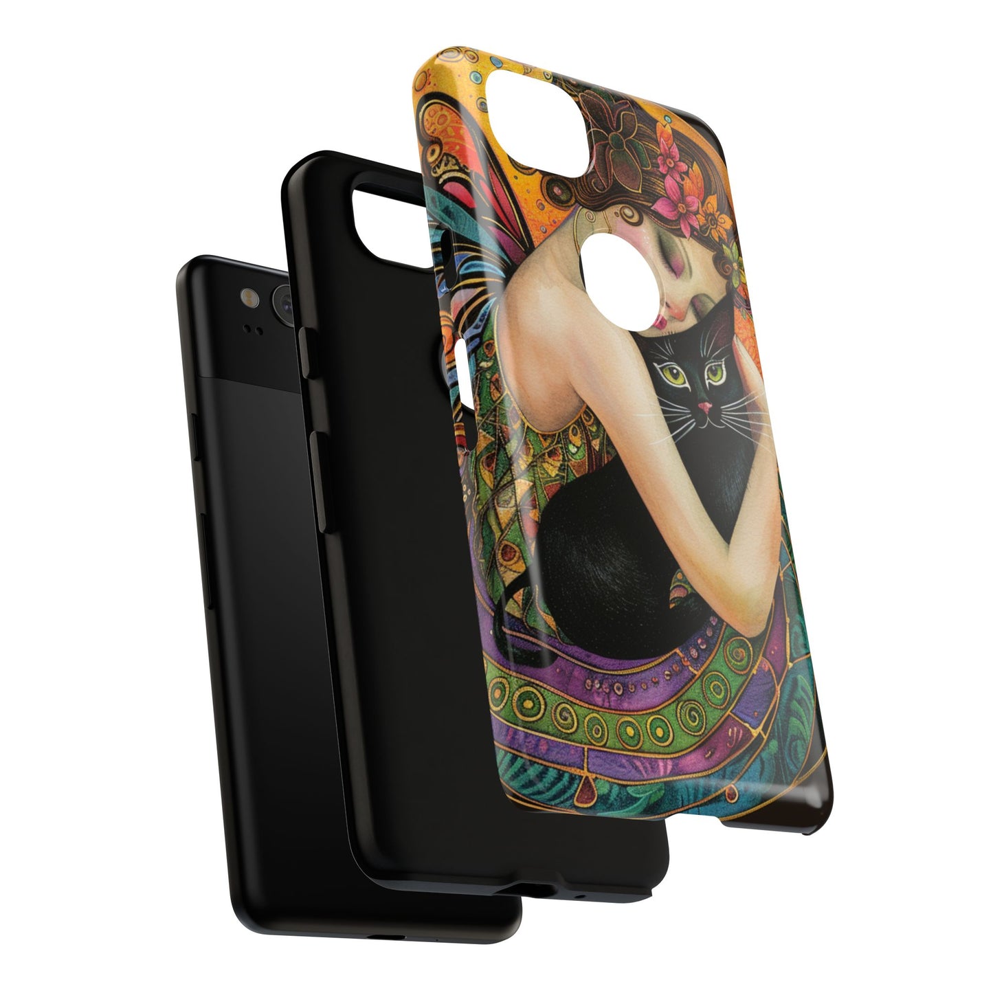 Colorful Art Phone Case with Cat and Fairy Design, Phone Cover Gift for Cat Lovers, Unique Floral Case, Magical Design, Vibrant Phone [...]
