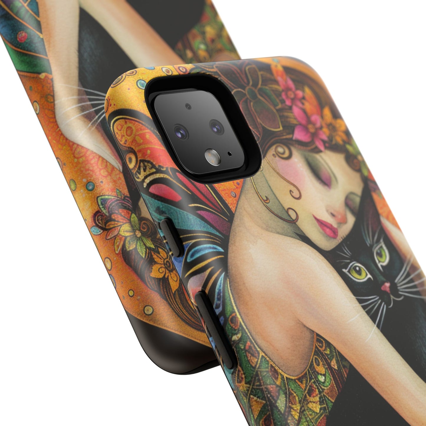Colorful Art Phone Case with Cat and Fairy Design, Phone Cover Gift for Cat Lovers, Unique Floral Case, Magical Design, Vibrant Phone [...]