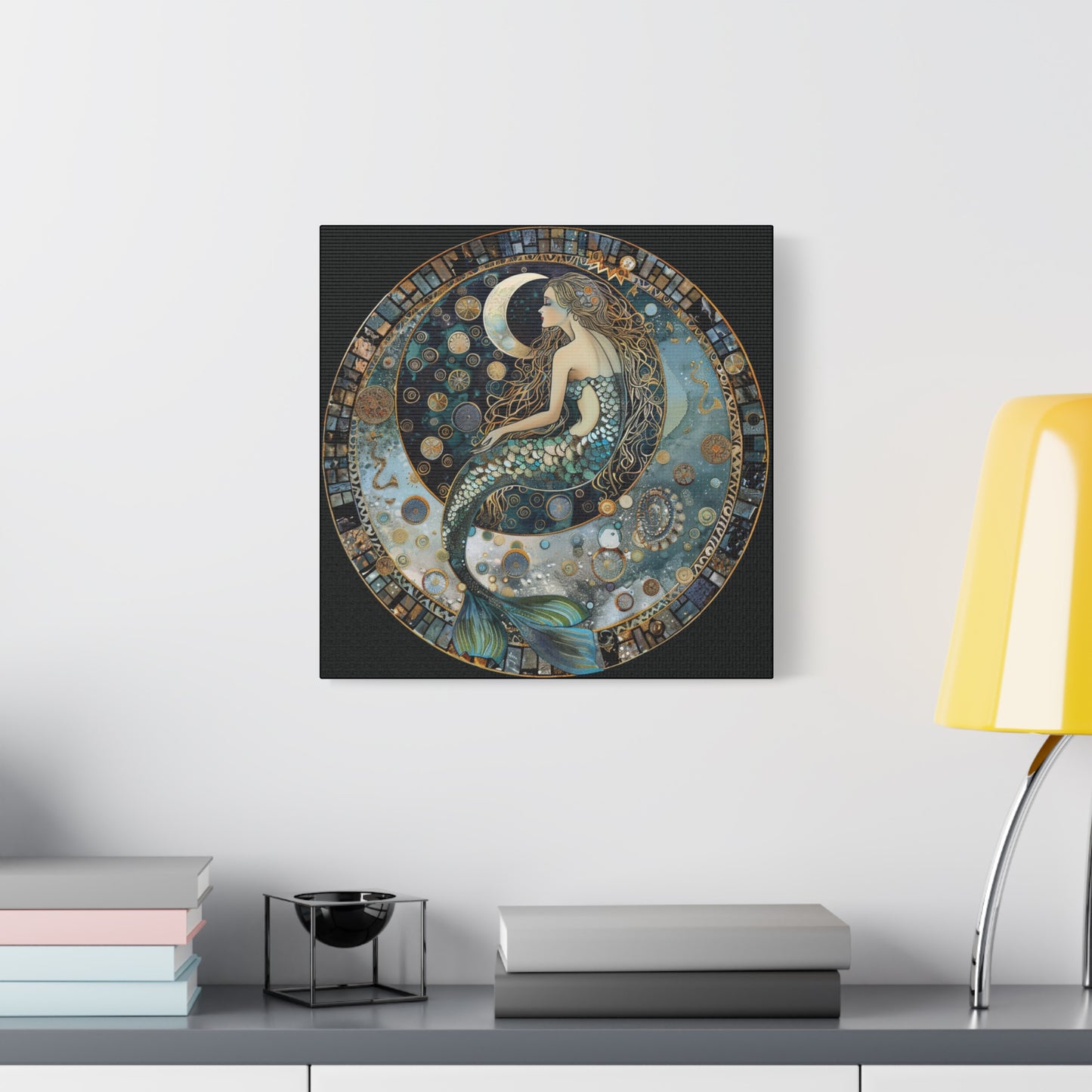 Mermaid Moon Canvas Art Print, Ocean Decor, Fantasy Artwork, Nautical Home Wall Art, Ethereal Gift for Sea Lovers