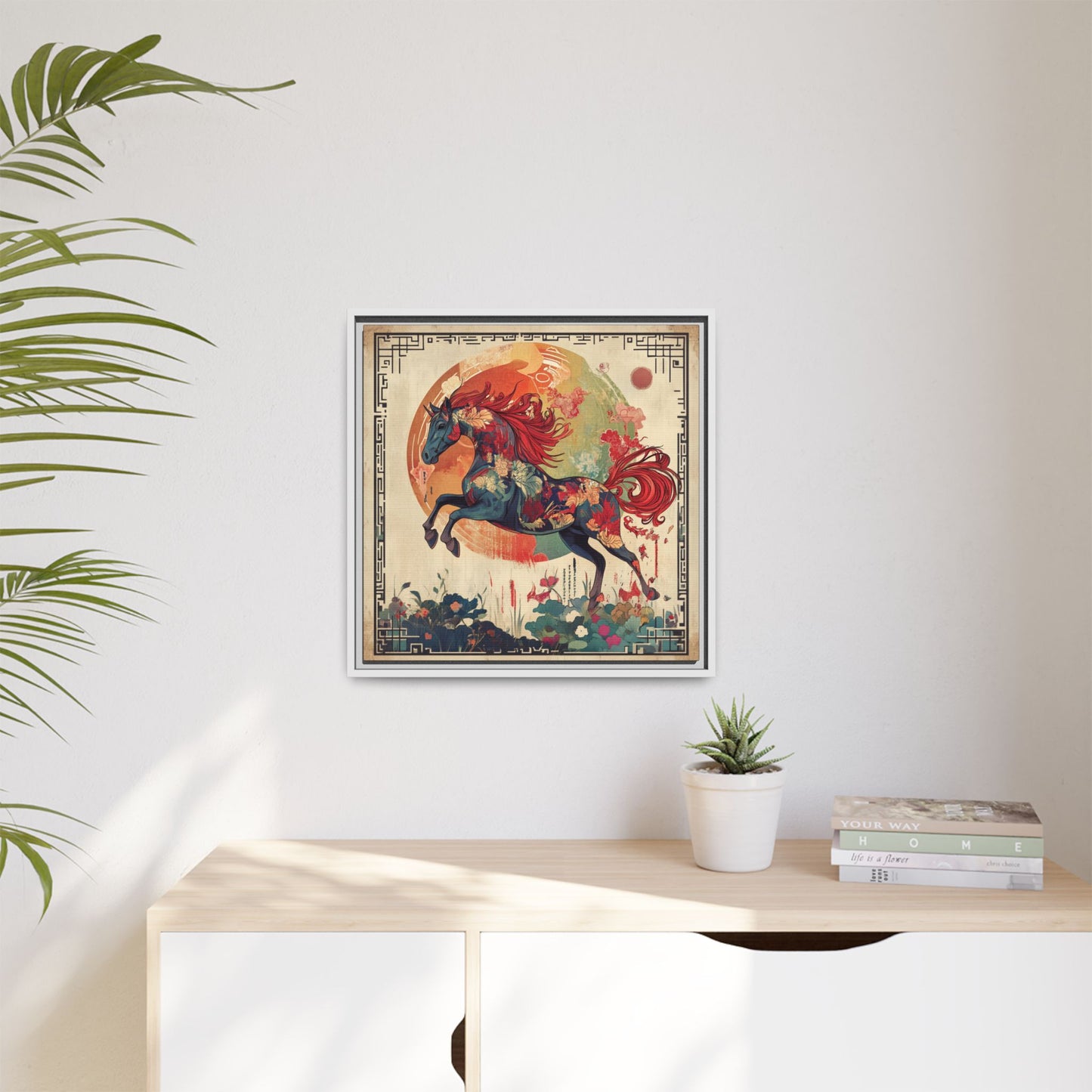 Fire Horse Year Matte Canvas Framed Print