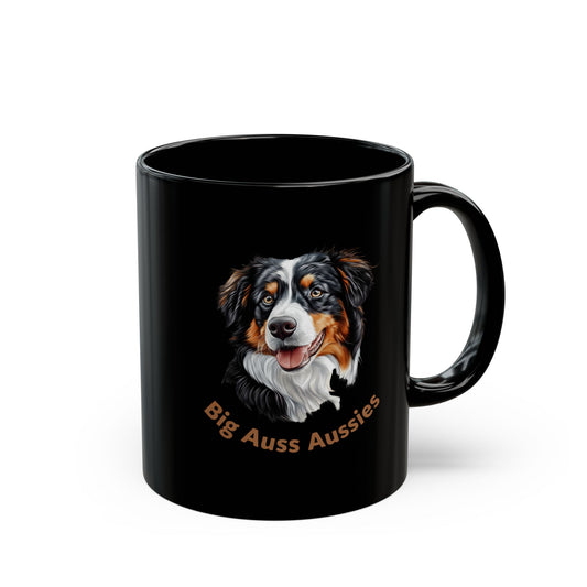 Big Auss Aussies Lover Mug, Pet Owner Gift, Australian Shepherd Coffee Cup, Black Ceramic Mug, Big Australian Shepherd