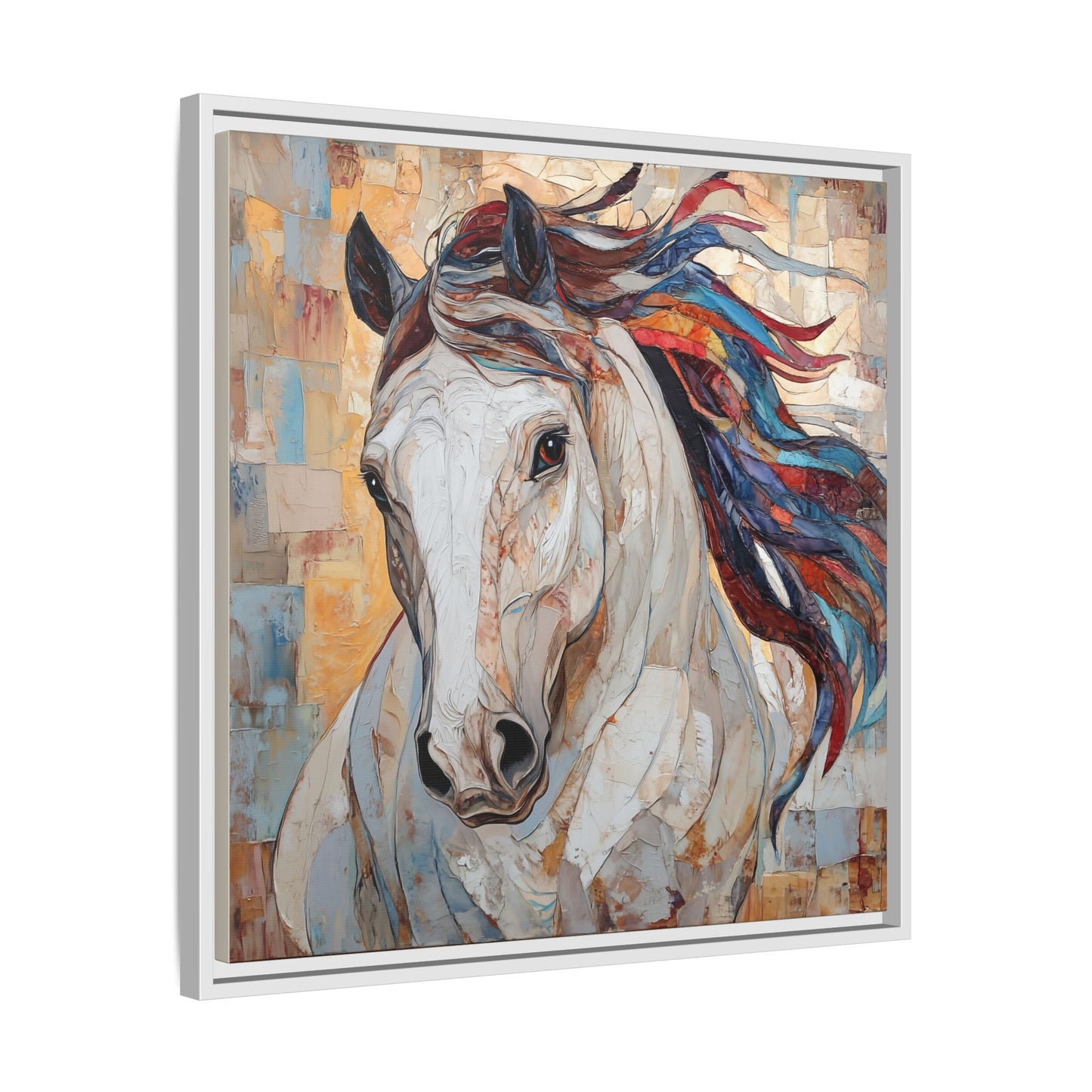 Colorful Mane Horse Matte Canvas Framed | Equine Wall Art