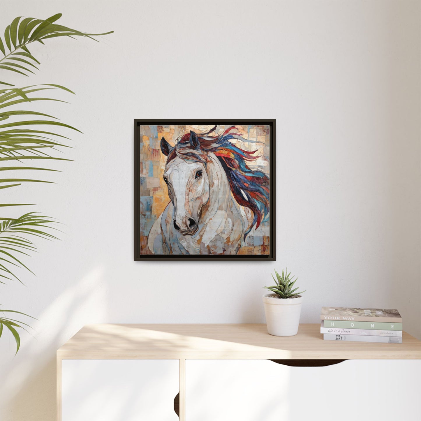 Colorful Mane Horse Matte Canvas Framed | Equine Wall Art