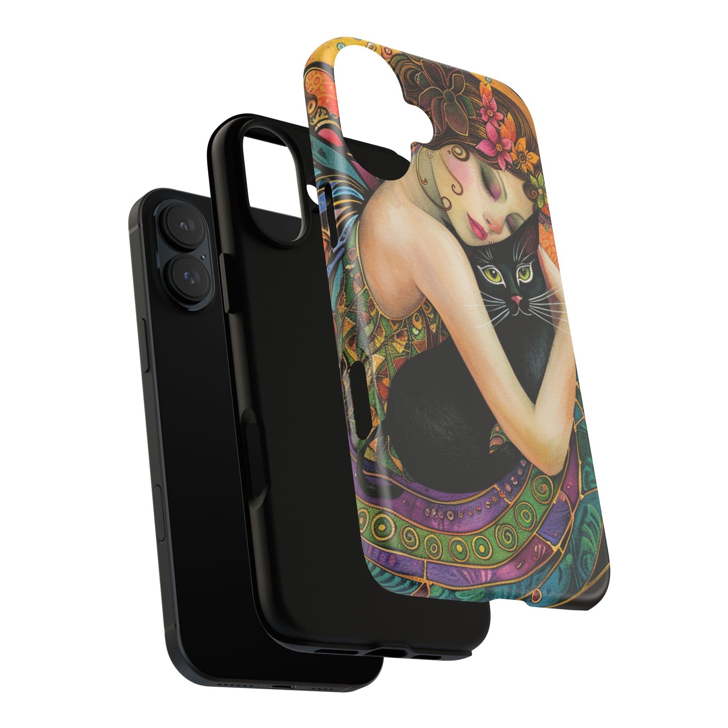 Colorful Art Phone Case with Cat and Fairy Design, Phone Cover Gift for Cat Lovers, Unique Floral Case, Magical Design, Vibrant Phone [...]