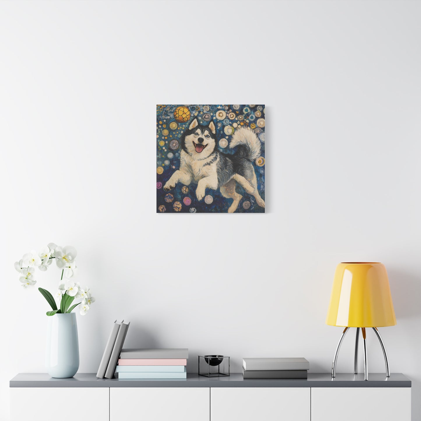 Joyful Husky Canvas Art, Pet Wall Decor, Dog Lovers Gift, Home Decoration, Animal Art, Husky Portrait