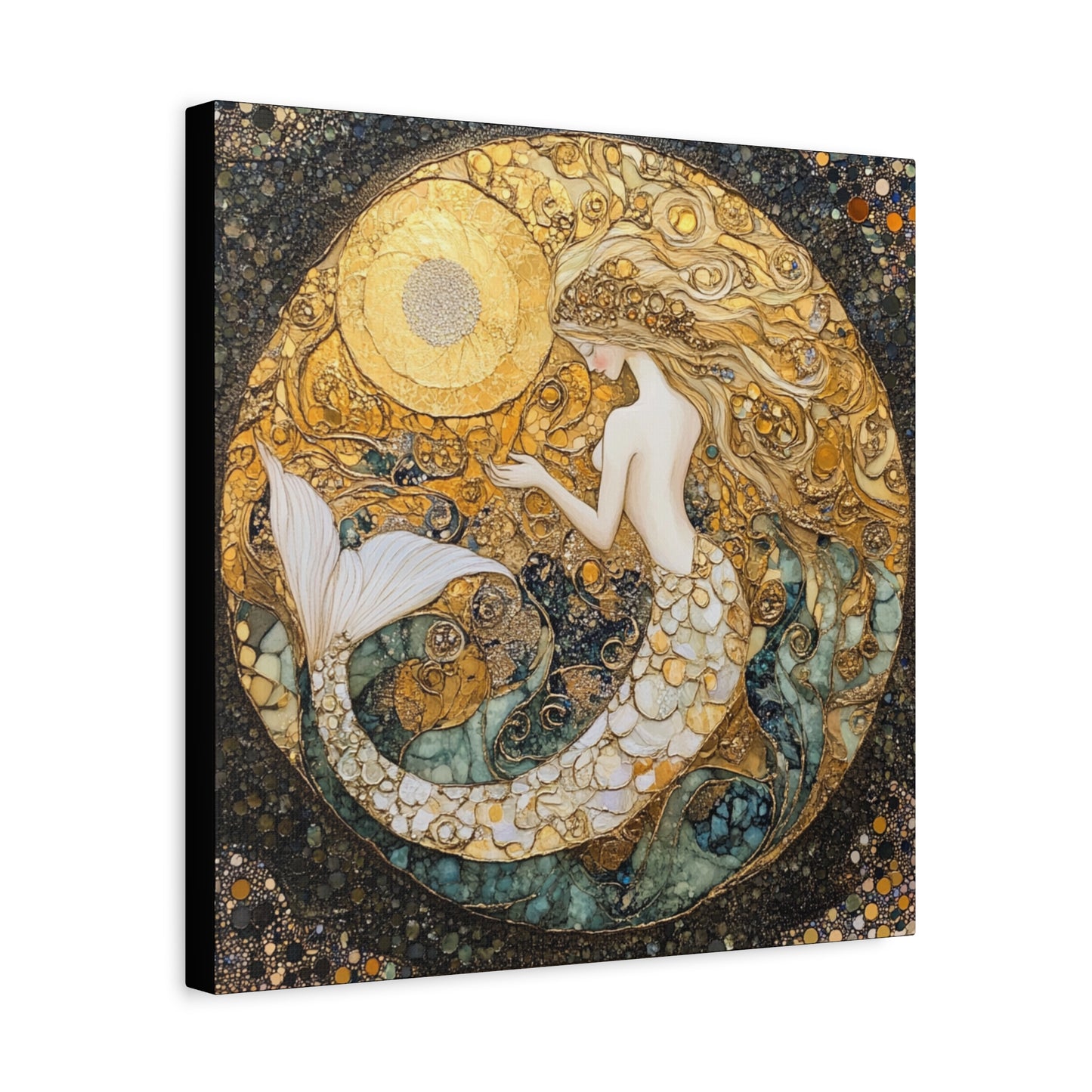Elegant Mermaid Wall Art - Stretched Matte Canvas, Nautical Decor, Ocean Lover Gift, Home Decoration, Unique Mermaid Artwork