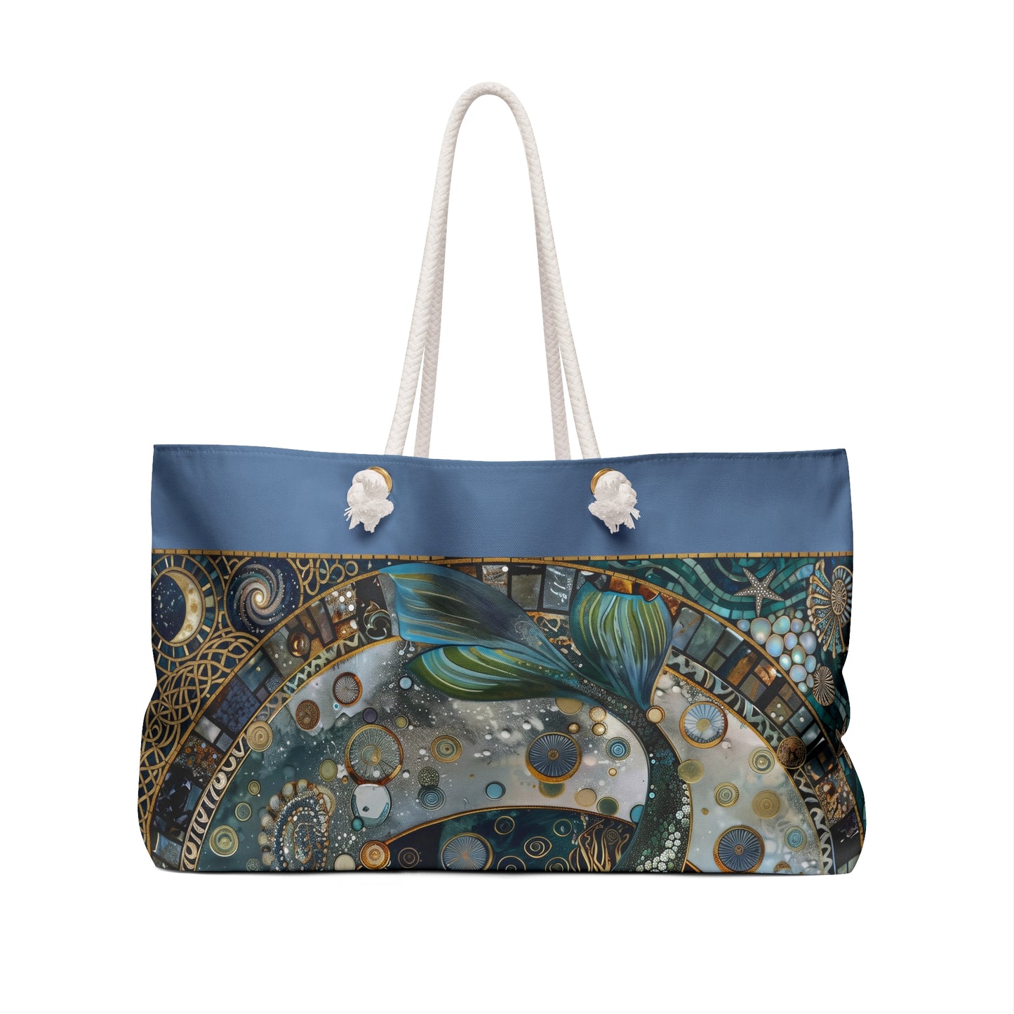 Moon Mermaid Bag Illustration Weekender Bag Nautical Celestial Tote