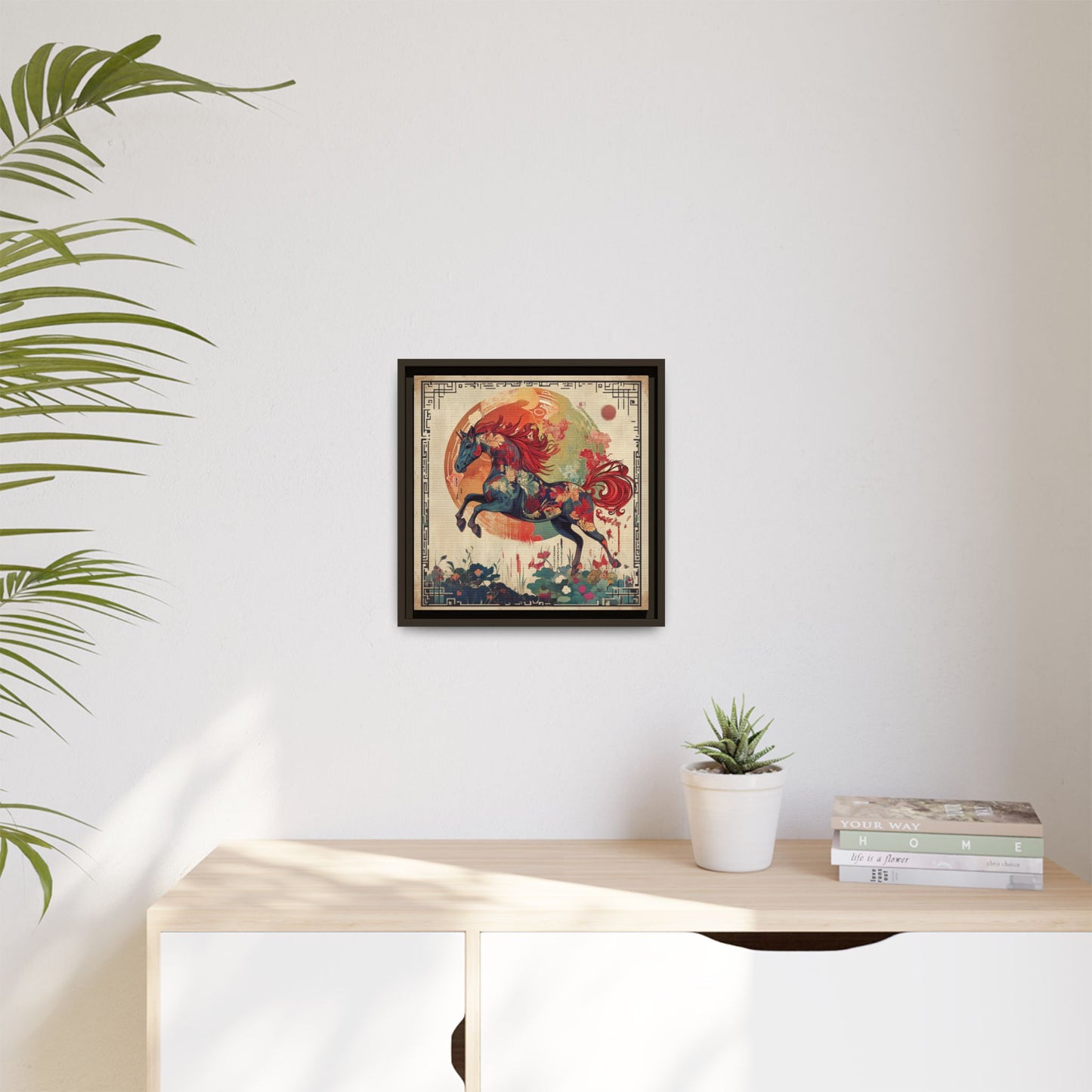 Fire Horse Year Matte Canvas Framed Print