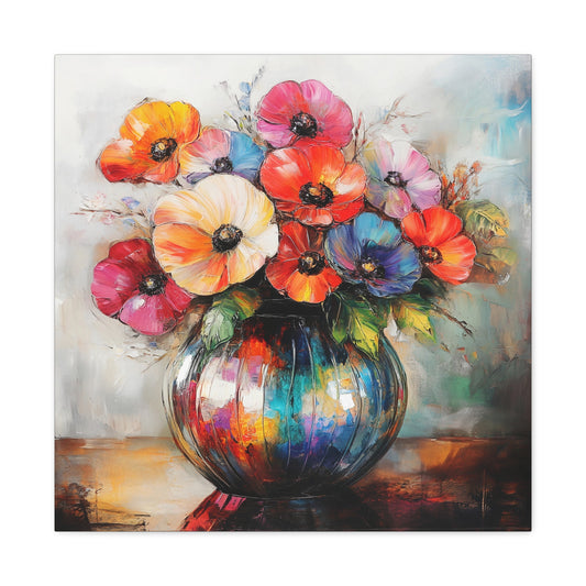 Vibrant Floral Canvas Art, Home Decor, Wall Artwork, Gift for Home, Living Room Decor, Colorful Flower Painting