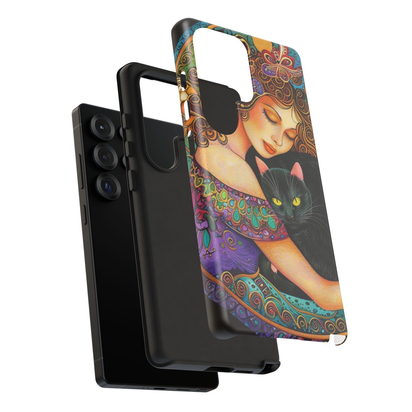 Colorful Cat Art Phone Case, Tough Phone Cover for Cat Lovers, Gift for Pet Owners, Artistic Mobile Case, Cute Cat Design