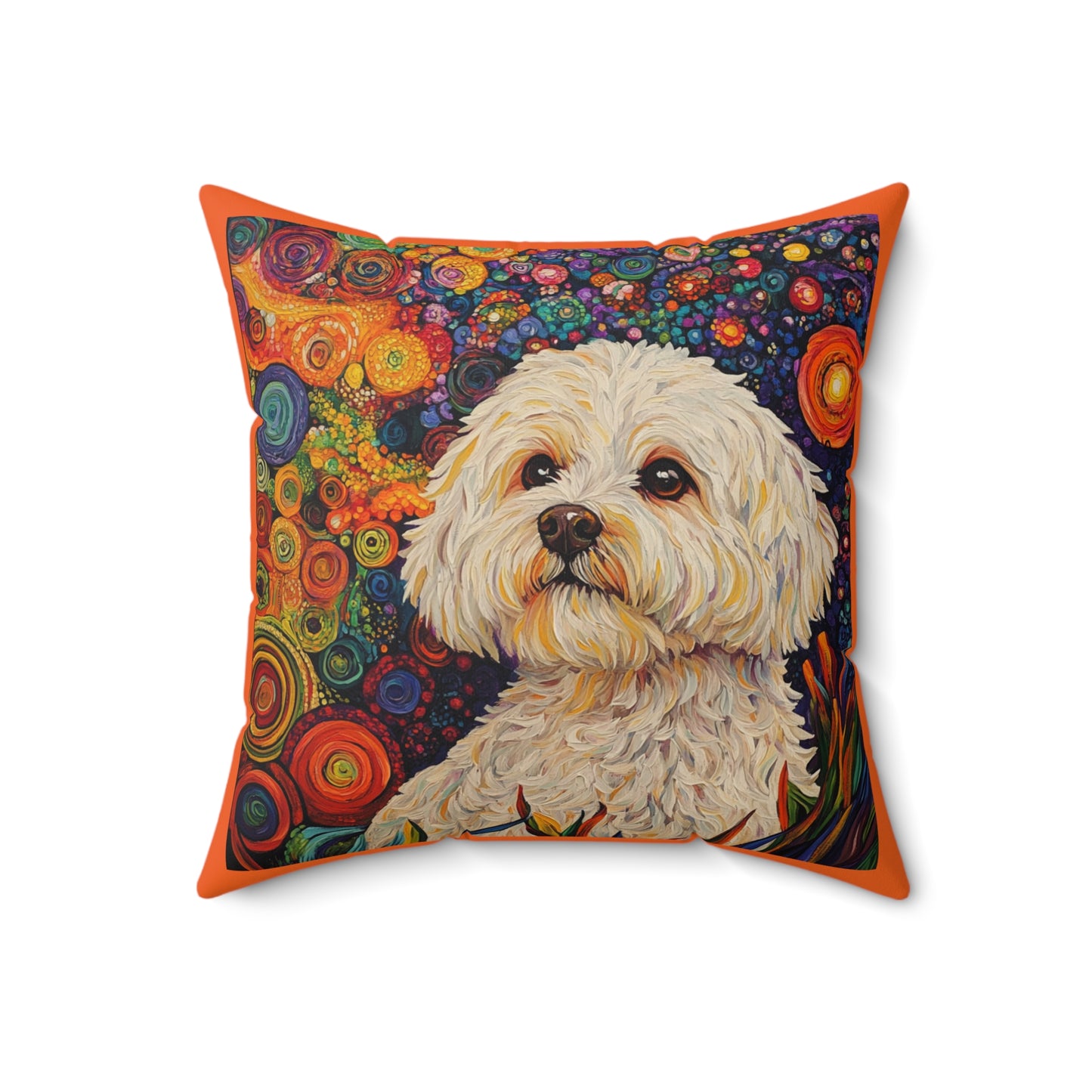Bichon Frise Art Pillow, Pet Lover Gift, Cafe Decor, Cozy Home Accent, Dog-Themed Cushion